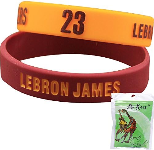 2PCS 3D LeBron James Cavaliers Bump Silicone Wristband Bracelet,2PCS Solid Color (LeBron James)