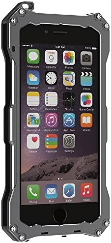 COMC Aluminum Silicone Dual Layer Protective Bumper Case Tempered Glass Screen Protector Cover for iPhone 6 4.7 Inch / iPhone 6s (Gray)