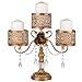 Amalfi Decor Victoria Antique Gold Metal 3 Pillar Candle Holder, Wedding Table Hurricane Centerpiece Crystal Draped Accent Stand Display