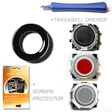 Blackberry Trackball Replacement Kit - Black Rim & Black Trackball, Red Trackball, White Trackball for Blackberry 8100 / 8130 / 8300 / 8310 / 8320 / 8800 / 8820 / 8830 / 8900 / 9000 / Curve / Pearl + Trackball Tool / Opener + FREE BONUS Digicom Screen Protector for Blackberry 8900