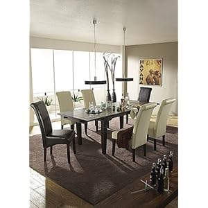 Stuhl Bruno Creme Napalon Leder Standbeine Braun Kolonial Esszimmerstuhle