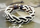 Semi-Adjustable Hawaiian Braided Brown Leather and White Cord Sailor's Surfer-Style Bracelet