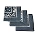 Set of 3 Large Cotton Paisley Bandanas - Dark Grey