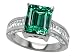 3.80 cttw 925 Sterling Silver 14K White Gold Plated Lab Created Emerald Cut Emerald Engagement Ring - Gold Plated Silver