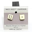 10mm Dice Post Earrings, Ivory w/Black