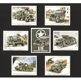 US Military Vehicles of WW2 - Willys 1/4 ton Jeep, GMC 2.5 ton 6*6 Cargo, M3 Gun Motor Carriage, Dodge T214 3/4 ton 4*4 Ambulance, 3/4 ton 4*4 Weapons Carrier, M7 Priest Howitzer Motor Carriage -  Collectors Cards