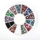 Nail Rhinestones By Cheeky- Wheel of 1500 Premium Nail Art Rhinestones / Crystal Gemstones with 12 Different Colors.