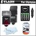 Flash Kit For Olympus EP-1, EP-2, E-P3, E-PL2, E-PL3, E-410E-510E-520E-620E-30 And OM-D E-M5 Digital Camera Includes Vivitar DF-293 TTL LCD Bounce Zoom Swivel DSLR AF Flash w/LCD Display Includes Reflecting Plate And Wide Angle Flash Diffuser + More