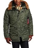 Alpha Industries Men's N-3B Slim-Fit Parka with Removable Faux Fur Hood Trim