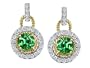 1.50 cttw 925 Two Tone Sterling Silver and Created Round Emerald Earrings