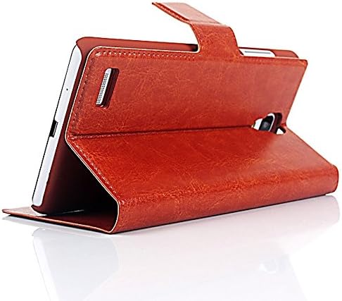 DIYLooks for Xiaomi Redmi Note Mobile Phone Housing Crazy Horse Texture Magnetic Button Horizontal Flip Leather Case Cover with Holder Cell Phone Protective Skins (Brown)