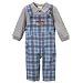 Newborn Classic Pooh 2pc Plaid Overall Set - Blue