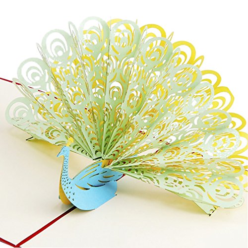 Bakelen High-grade Peacock Christmas Greeting Card 3D Pop-up Paper Cut Merry Christmas Envelope Thanksgiving Day Gift Red Cover