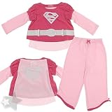 Supergirl Dark Pink Pajamas with Cape for Toddlers and Girls
