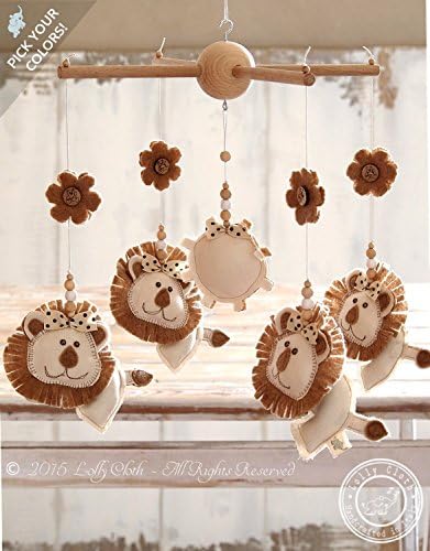 Lion Mobile, Personalized Baby Mobile, Gender Neutral Baby Nursery Mobile Hanging, 2-DAY FEDEX DELIVERY to USA, Canada, Europe & Others