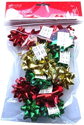 Christmas Gift Bows - Gold, Red & Green - Pack of 20