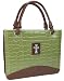 Purse with Silver Cross Crock Embossed Large Green Bible Cover