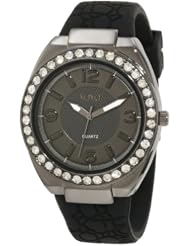 XOXO Womens XO8065 Rhinestones Accent Black Silicone Strap Watch