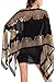 DJT Womens Paisley Print Chiffon Beachwear Poncho Bikini Cover Up Top 2X-Large Black