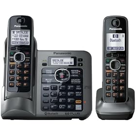 Panasonic KX-TG7642M DECT 6.0 Link-to-Cell via Bluetooth Cordless Phone with Answering System, Metallic Gray, 2 Handsets