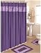 NELLY PURPLE FABRIC SHOWER CURTAIN, 12 FABRIC COVERED SHOWER CURTAIN Rings, AREA RUG AND CONTOUR RUG, COLOR: PURPLE