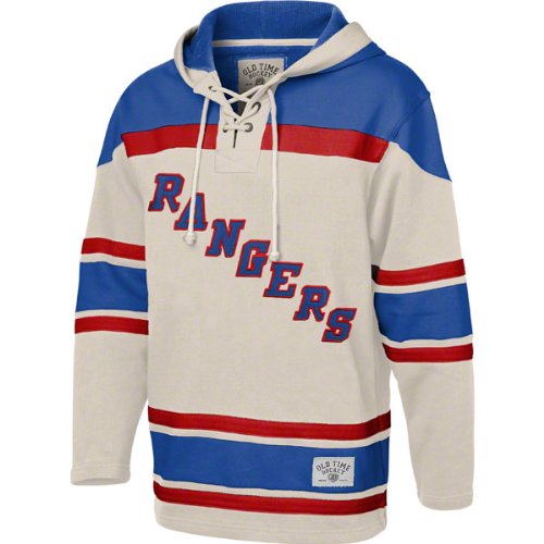 New York Rangers Stone Old Time Hockey Vintage Lace Up Pullover Hooded Sweatshirt - Big sale 