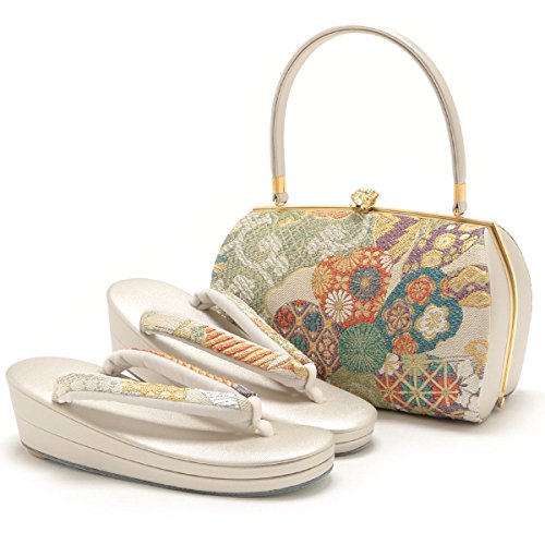 (キステ)Kisste 草履バッグセット ＜ 白梅謹製 ＞ 礼装用 Ｍサイズ ＜雲取りに桜＞ 7-4-05234