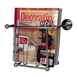 SATIN NICKEL wall mounted MAGAZINE RACK holder caddy