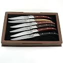 SR Laguiole Steak Knives with Assorted Wood Handles, Set of 6