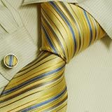 51 uQt0ACZL. SL160  Gold stripes men with ties Yellow gift Italian style silk neck tie cuff links set A2097