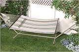 Bliss Hammocks BQH-484 Bliss Euro Quilted Hammock with Button Tuft Pillow - Dark Green, Blue, Lt. Blue, Pink, White Stripe Pattern