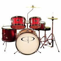GP55 Child Size Junior Drum Set with Seat, Sticks & Cymbals - Wine Red