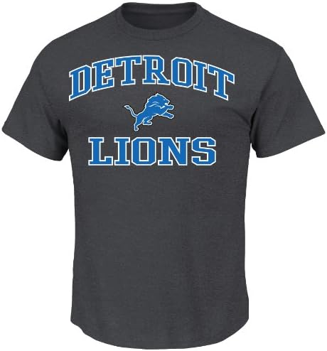 NFL Hear & Soul Detroit Lions Basic Tee, Charcoal Hearther, Charcoal heather, Small