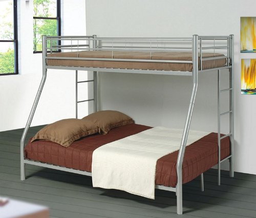 Coaster Modern Metal Twin over Full Bunk Bed in Silver