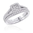 14K White Gold 1 ct. Diamond Bridal Engagement Set with Princess Cut Center Diamond