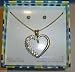 Heart w/ Genuine Crystal Chips w/ Matching Earrings Gold Overlay