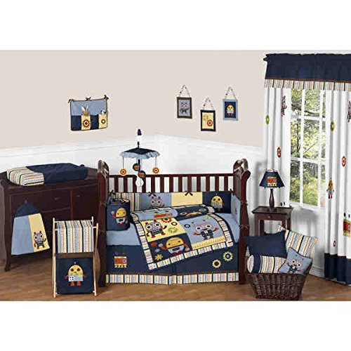 Sweet Jojo Modern Robot 9-piece Crib Bedding Set