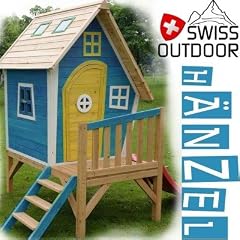 HOLZSPIELHAUS SPIELTURM H�NZEL-11 von SWISS OUTDOOR blau