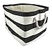 DII Durable Woven Striped Storage Bin Collapsible with Soft Rope Handles Reinforced with Metal Grommets, X-Large, 17x15x12, Black