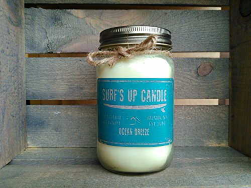Surf's Up Ocean Breeze Natural Soy Candles Non Toxic Home Luxury Scents — 16oz Coastal Home Decor Scented Candles with 80 Hours Burn Time