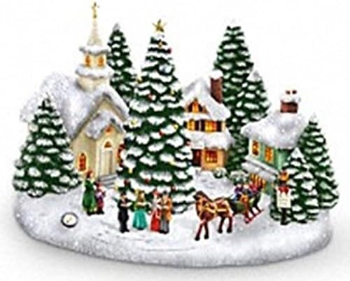 Thomas Kinkade Musical Light Up Christmas Village w Carolers - St Nicholas Circle