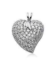 14K Gold Pave set Diamond Heart Pendant (2.12 cttw, F - G Color, SI2 Clarity)