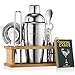 Mixology Bartender Kit with Stand | Bar Set Cocktail Shaker Set for Drink Mixing - Bar Tools: Martini Shaker, Jigger, Strainer, Bar Mixer Spoon, Tongs, Bottle Opener | Best Bartender Kit for Beginners