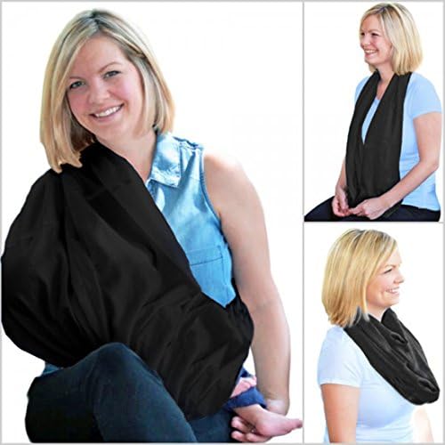 Softest Bamboo Muslin Nursing Infinity Scarf for Stealth 360 Breastfeeding Privacy | Custom Organic Cover Fabric is Baby-Gentle, Breathable | 10 Gorgeous Colors (Black Muslin)