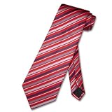 Red Neck Tie with Blue/Grey/White Diagonal Stripes NeckTie