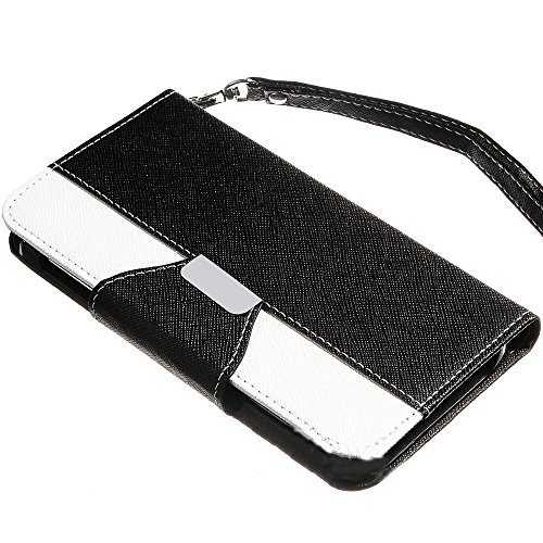 myLife Obsidian Night Black and White - Classic Design - Koskin Faux Leather (Card, Cash and ID Holder + Magnetic Detachable Closing) Slim Wallet for NEW Galaxy S5 (5G) Smartphone by Samsung (External Rugged Synthetic Leather With Magnetic Clip + Internal Secure Snap In Hard Rubberized Bumper Holder)