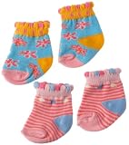 Zapf Creation Baby Born Socks - 2 pairs Pink Stripes & Blue (801611)