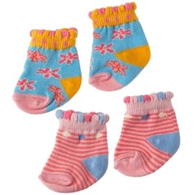 Zapf Creation Baby Born Socks - 2 pairs Pink Stripes & Blue (801611)