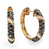 IMAGE OF Plated 18k Rose Gold Sterling Silver Ladies Round Diamond Huggies Hoop Earrings (1.00 cttw, G-H color, I1-I2 quality)