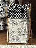 Baby and Kids Clothes Black French Toile and Polka Dot Laundry Hamper by JoJo